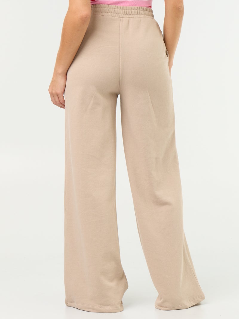 Pantalon jogging large en maille lourde Beige - Kiabi