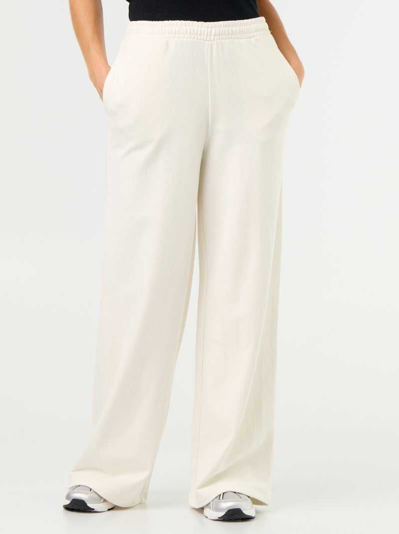 Pantalon jogging large en maille lourde Blanc - Kiabi