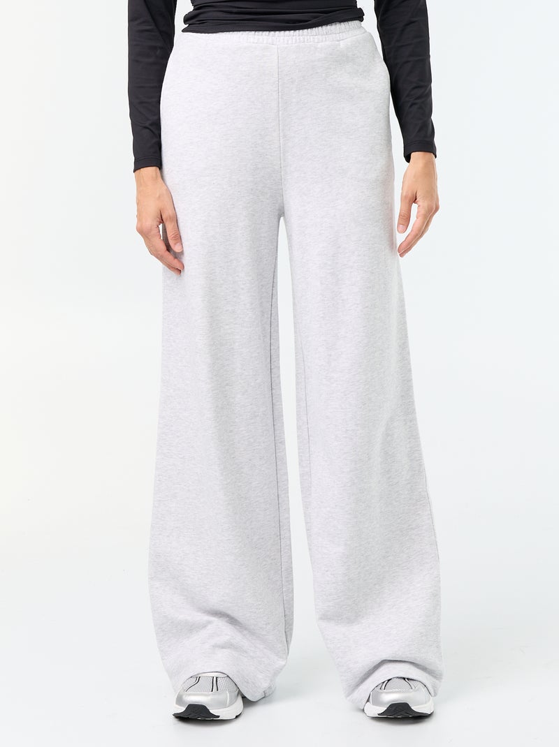 Pantalon jogging large en maille lourde Gris - Kiabi