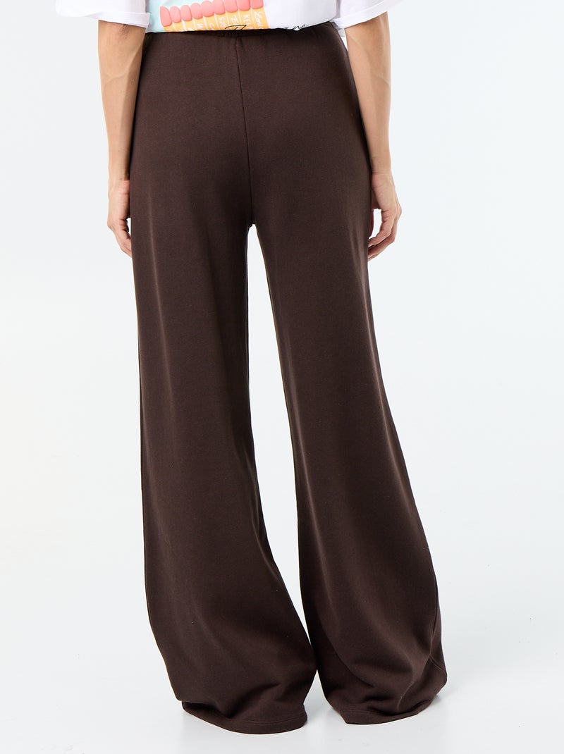 Pantalon jogging large en maille lourde Marron - Kiabi