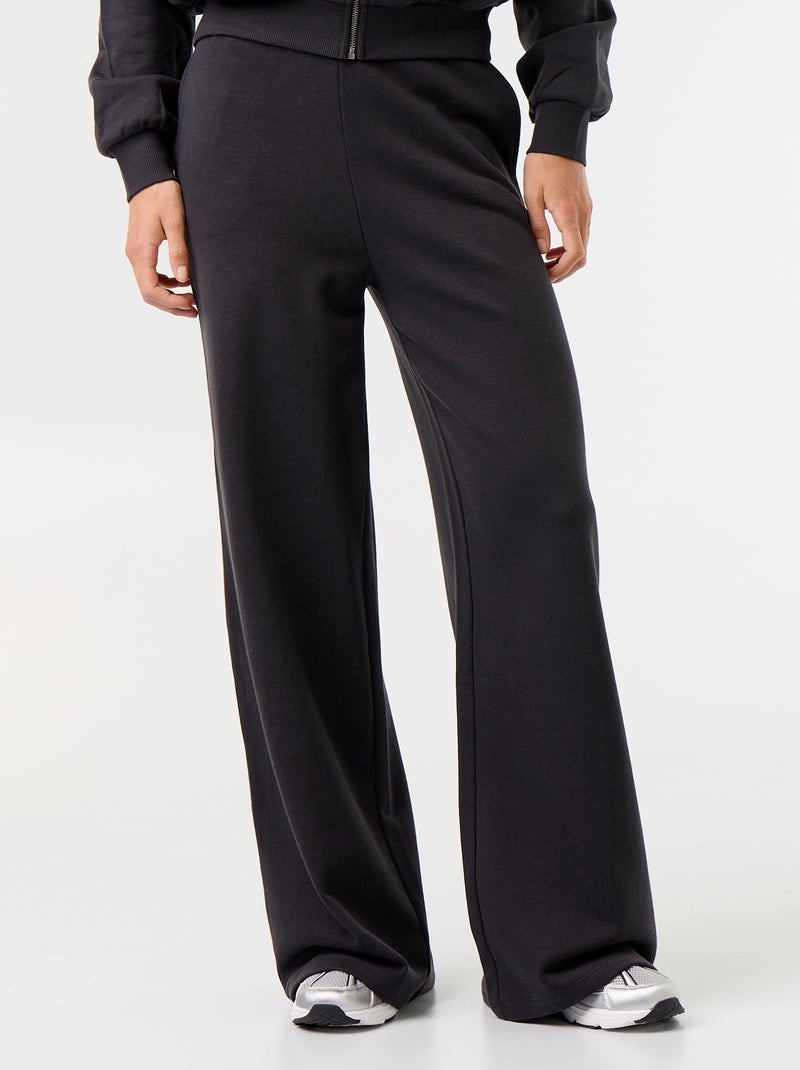 Pantalon jogging large en maille lourde Noir - Kiabi