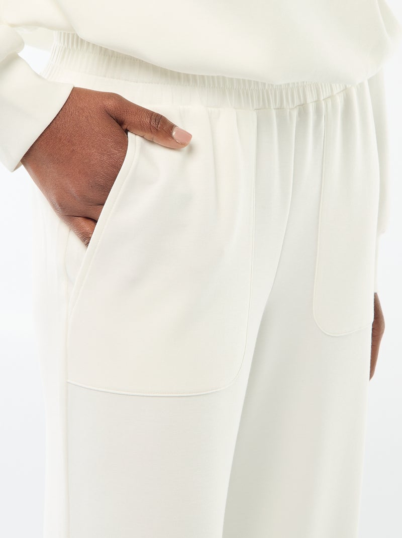Pantalon jogging large maille douce Blanc - Kiabi