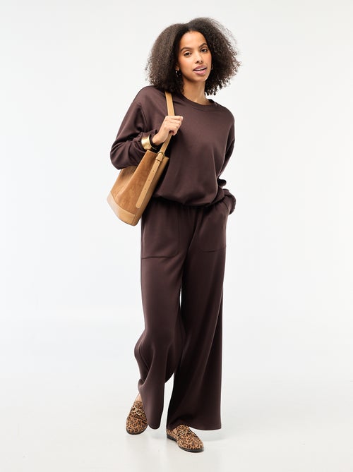 Pantalon jogging large maille douce - Kiabi