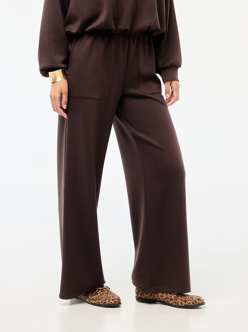 Pantalon jogging large maille douce Marron - Kiabi