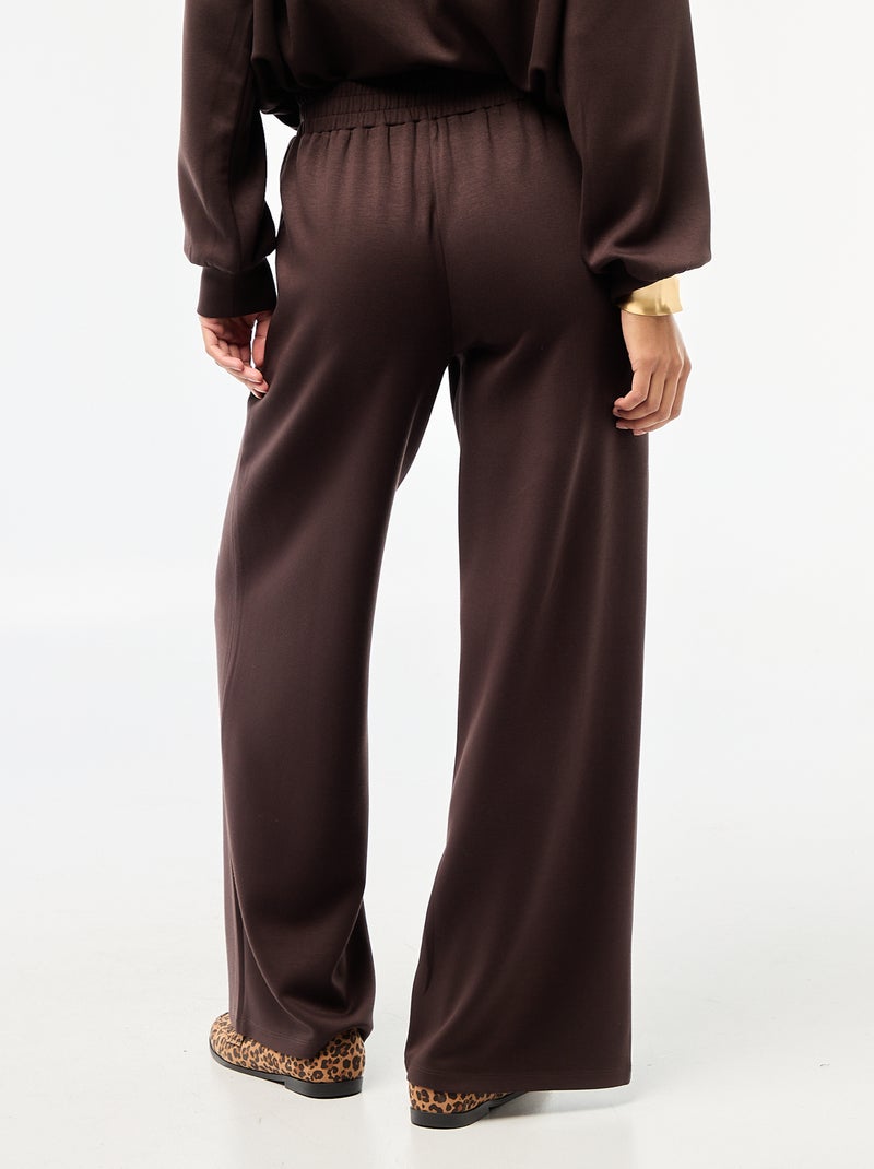 Pantalon jogging large maille douce Marron - Kiabi