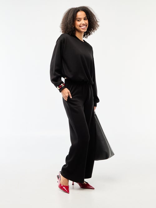 Pantalon jogging large maille douce - Kiabi