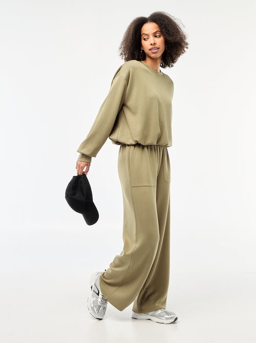 Pantalon jogging large maille douce - Kiabi