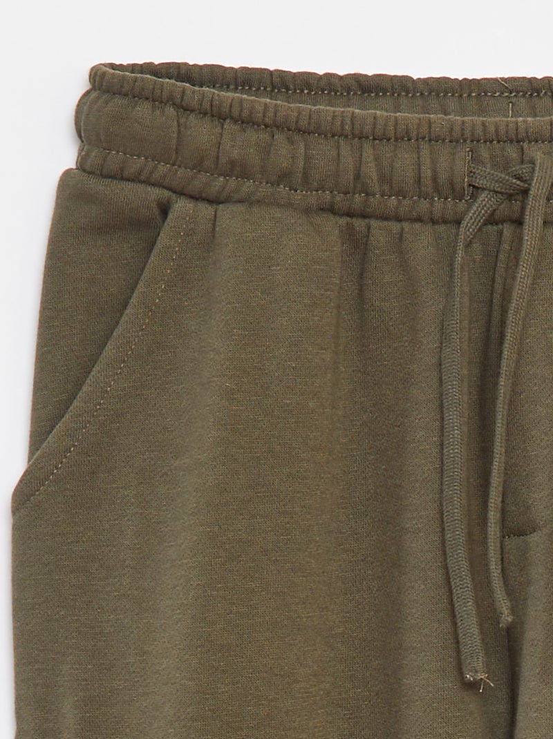 Pantalon jogging multipoches en molleton Kaki - Kiabi
