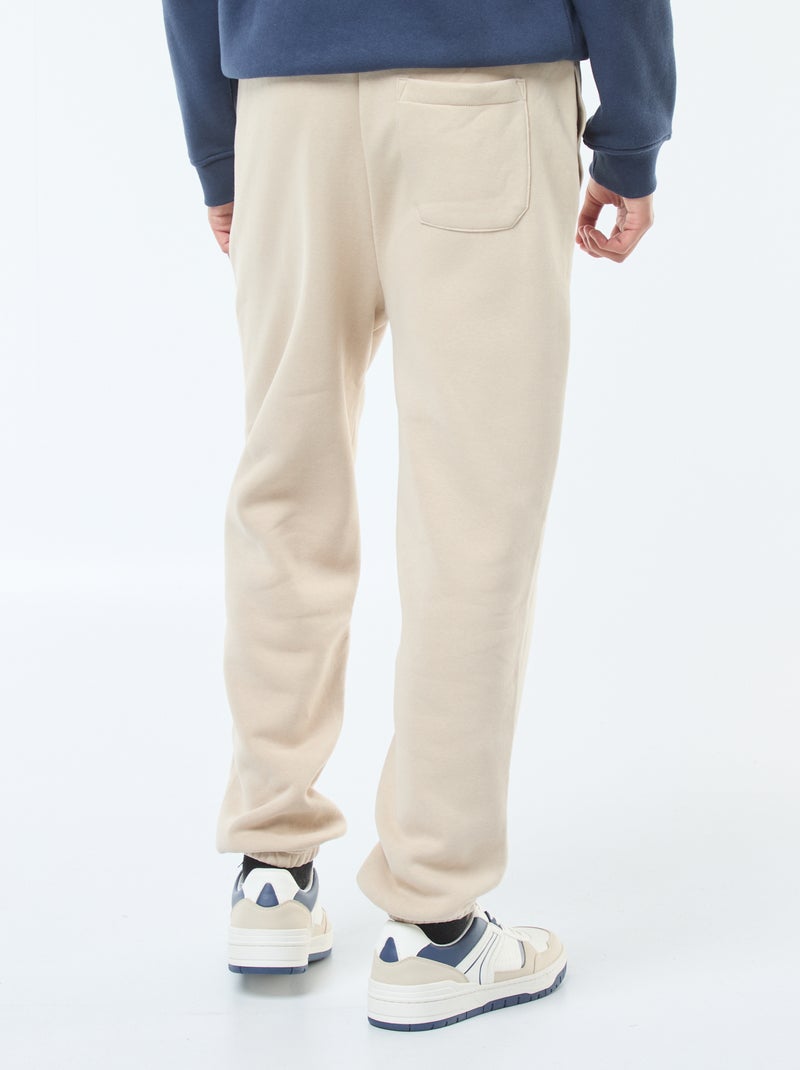 Pantalon jogging uni avec cordons de serrage à la taille Beige - Kiabi