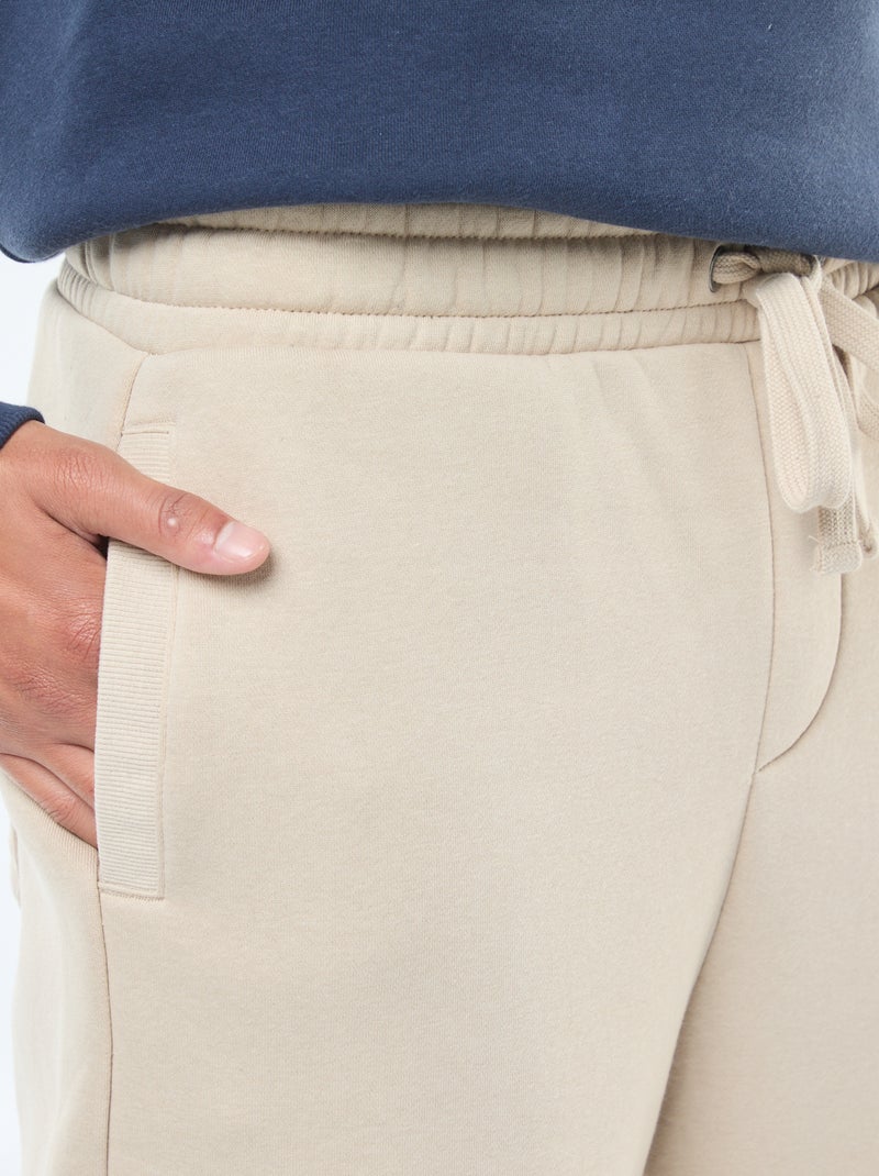 Pantalon jogging uni avec cordons de serrage à la taille Beige - Kiabi
