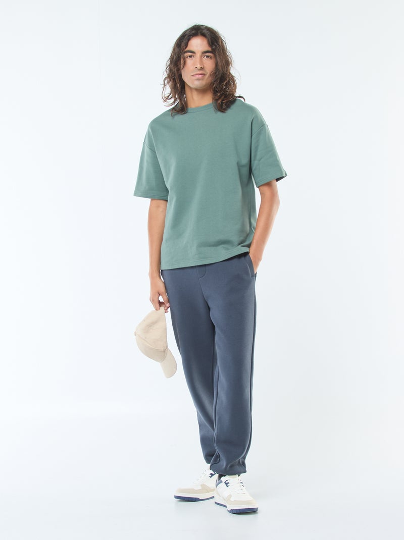 Pantalon jogging uni avec cordons de serrage à la taille Bleu - Kiabi