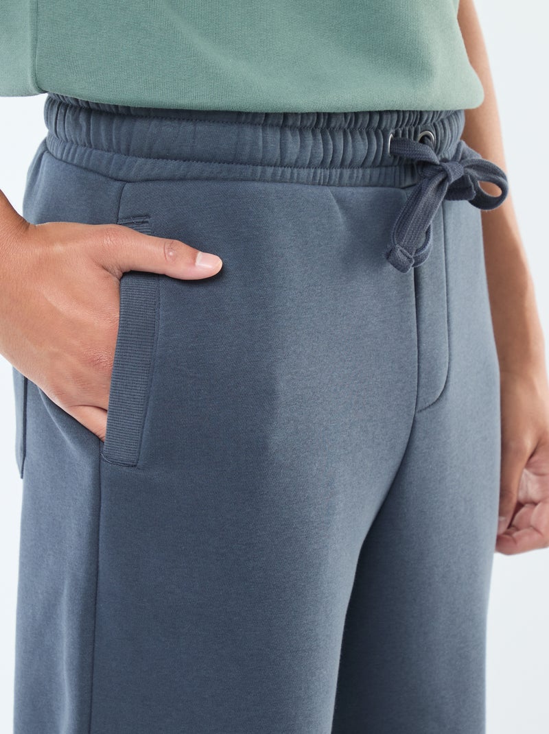 Pantalon jogging uni avec cordons de serrage à la taille Bleu - Kiabi