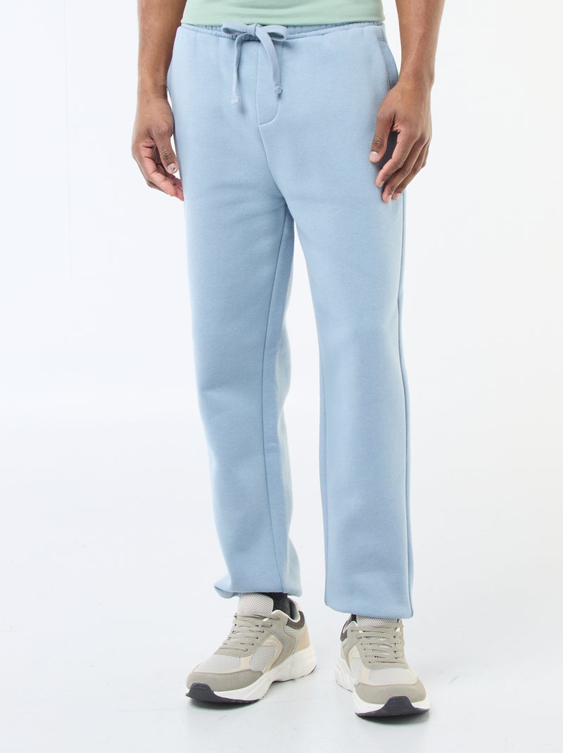 Pantalon jogging uni avec cordons de serrage à la taille Bleu - Kiabi