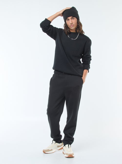 Pantalon jogging uni avec cordons de serrage à la taille - Kiabi
