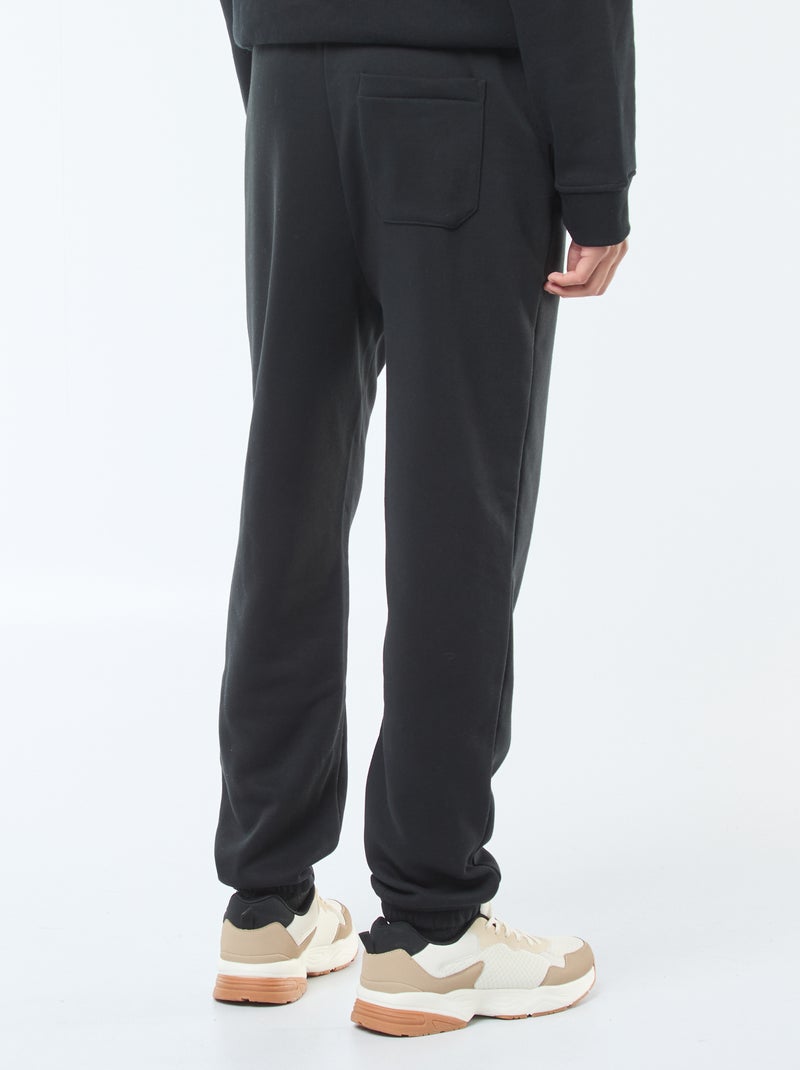 Pantalon jogging uni avec cordons de serrage à la taille Noir - Kiabi