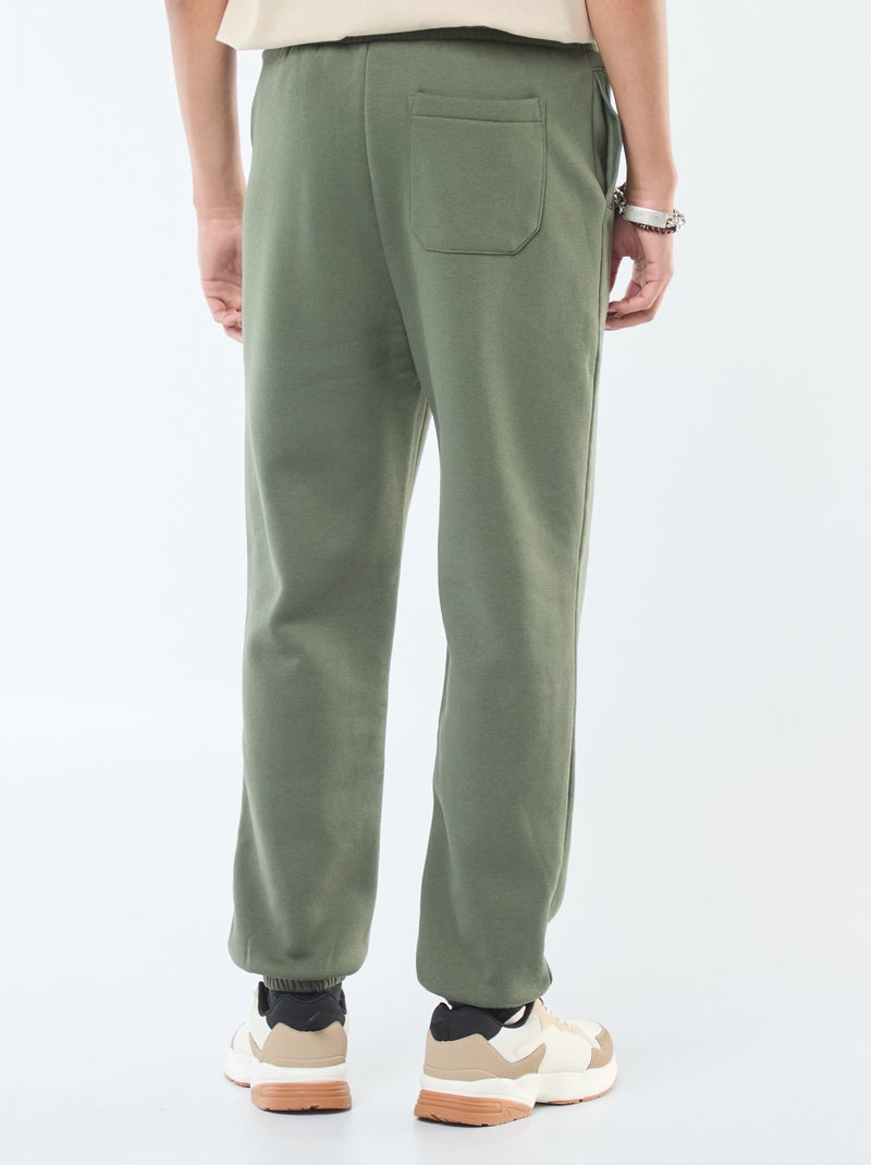 Pantalon jogging uni avec cordons de serrage à la taille Vert - Kiabi