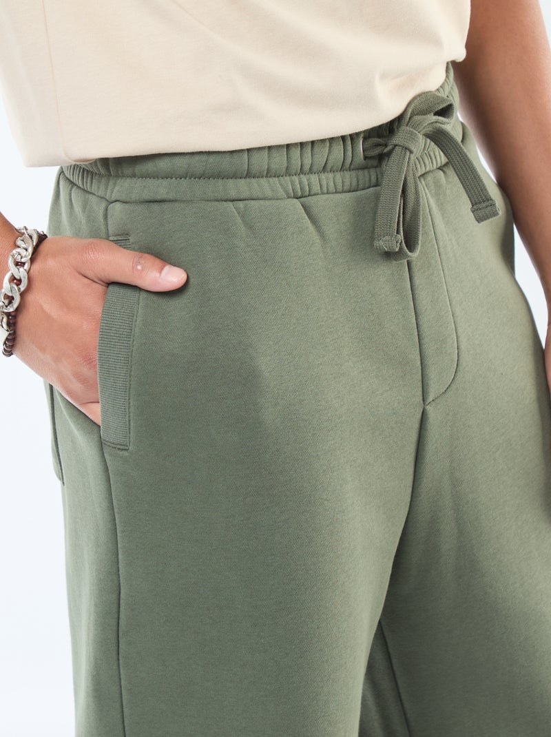 Pantalon jogging uni avec cordons de serrage à la taille Vert - Kiabi