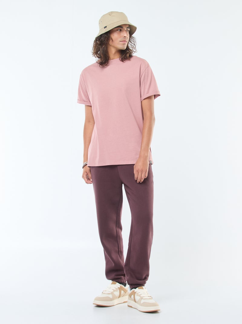 Pantalon jogging uni avec cordons de serrage à la taille Violet - Kiabi