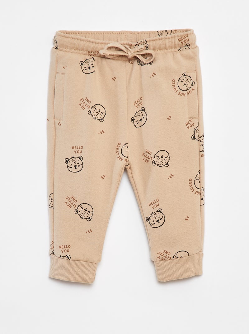 Pantalon jogging uni avec taille élastiquée Beige - Kiabi
