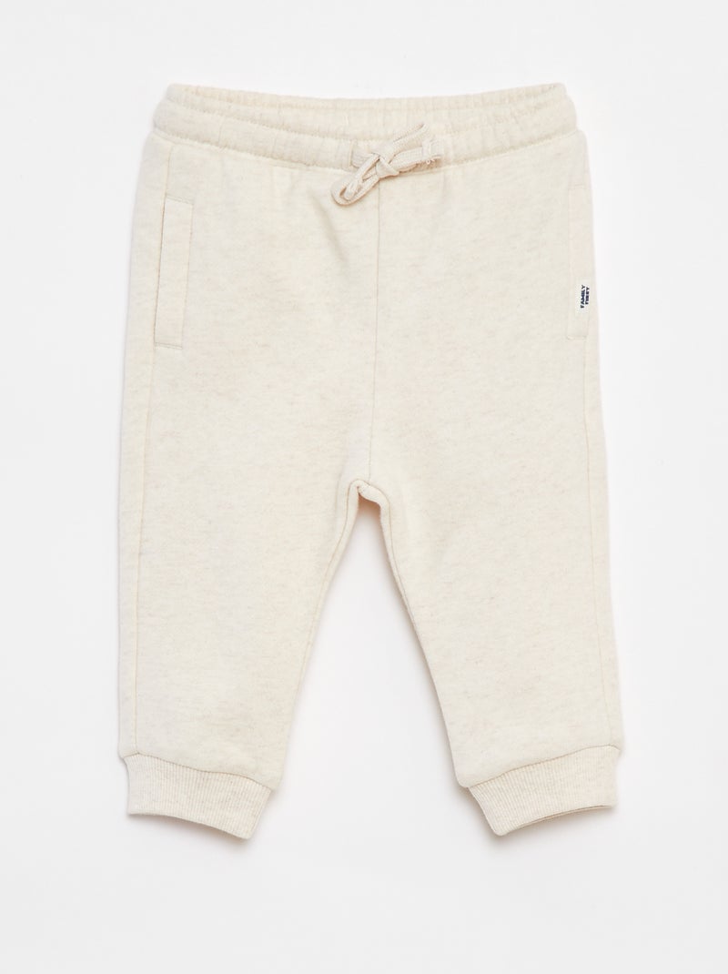Pantalon jogging uni avec taille élastiquée Beige - Kiabi