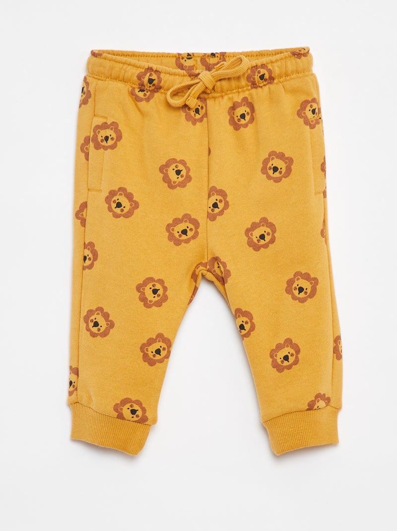 Pantalon jogging uni avec taille élastiquée Jaune - Kiabi