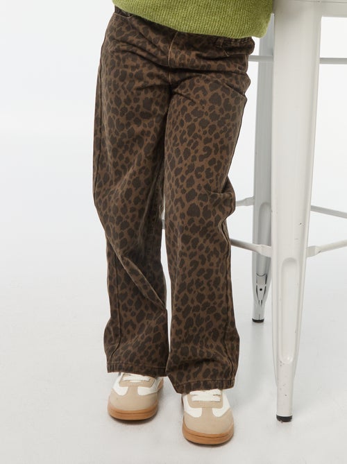 Pantalon large à 5 poches en denim - Kiabi