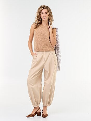 Pantalon large à base élastiquée