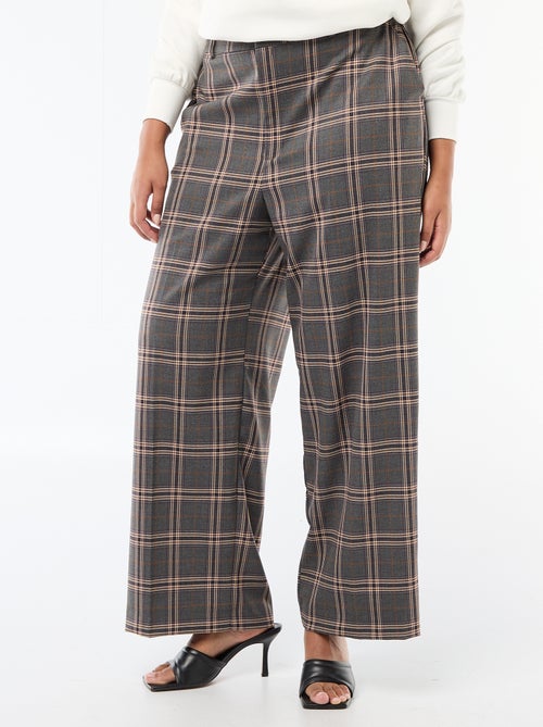 Pantalon large à carreaux - Kiabi