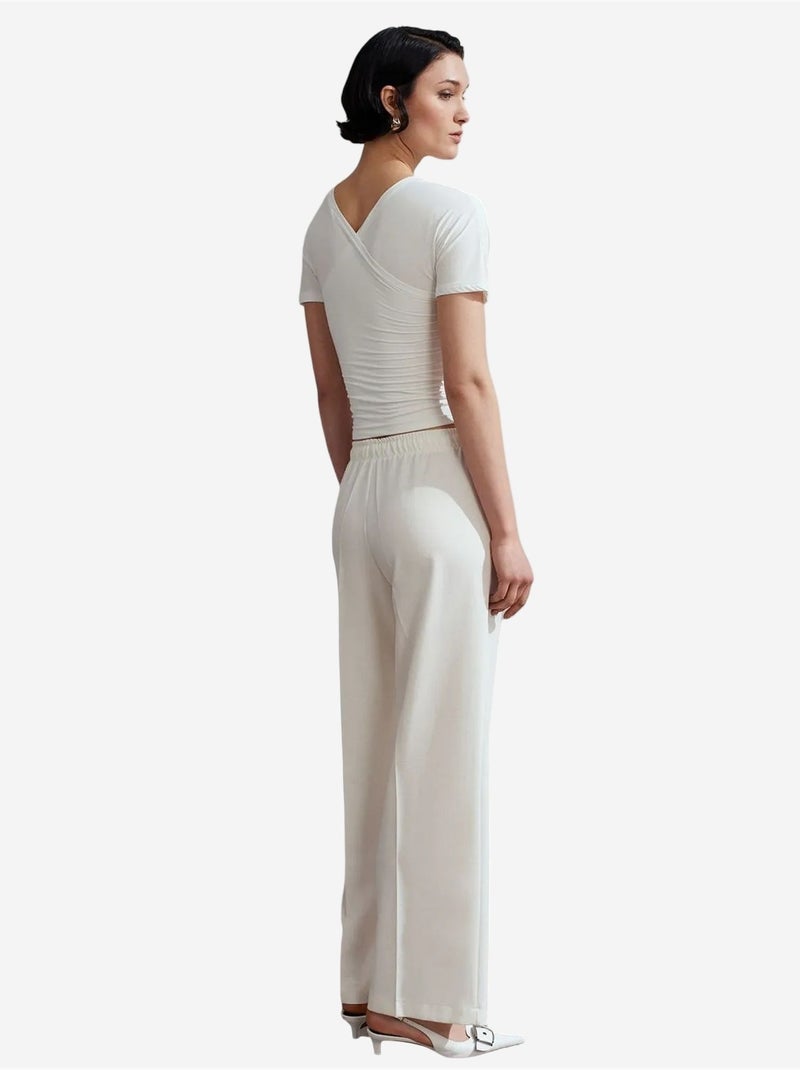 Pantalon large à enfiler dilvin Blanc - Kiabi