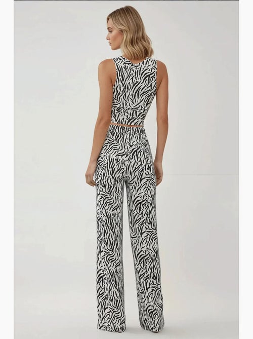 Pantalon large à imprimé zèbre hiccup - Kiabi