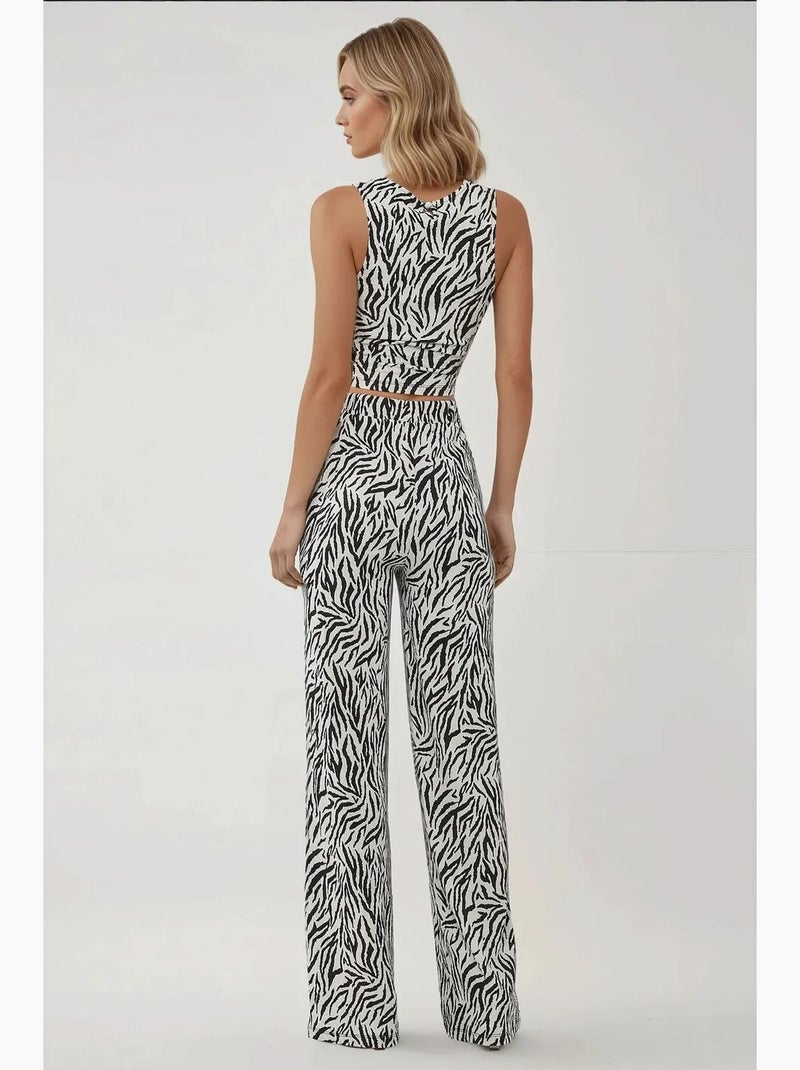Pantalon large à imprimé zèbre hiccup Multicolore - Kiabi