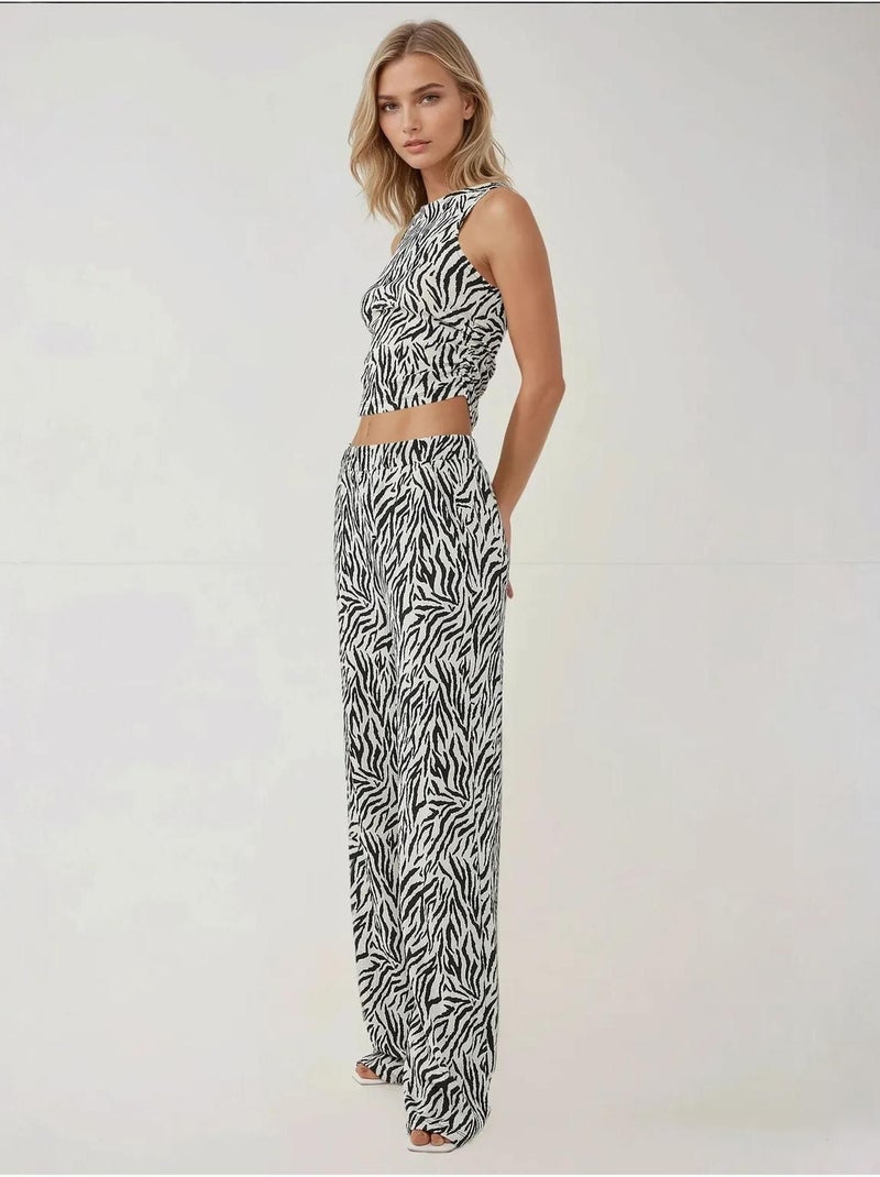 Pantalon large à imprimé zèbre Multicolore - Kiabi