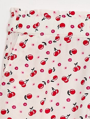 Pantalon large à motif avec taille élastiquée