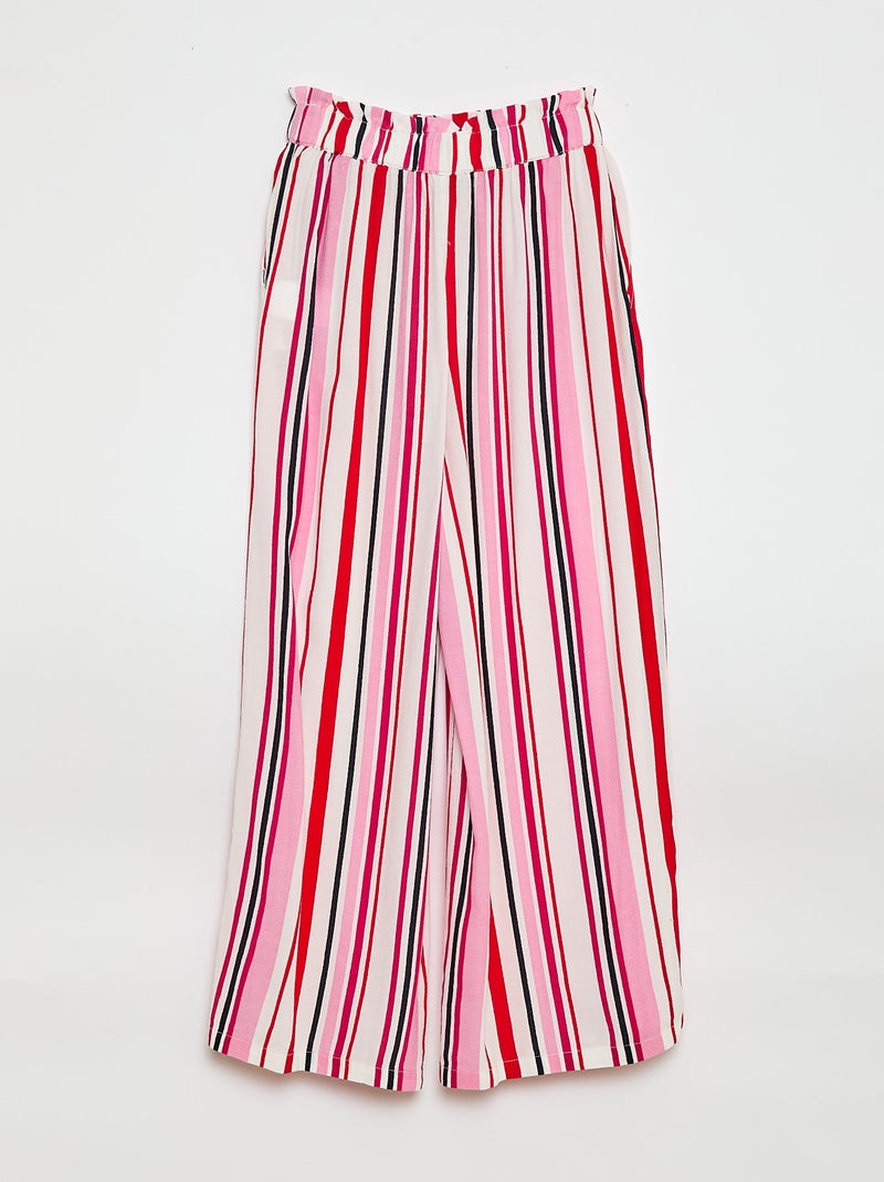 Pantalon large à motif avec taille élastiquée Blanc - Kiabi