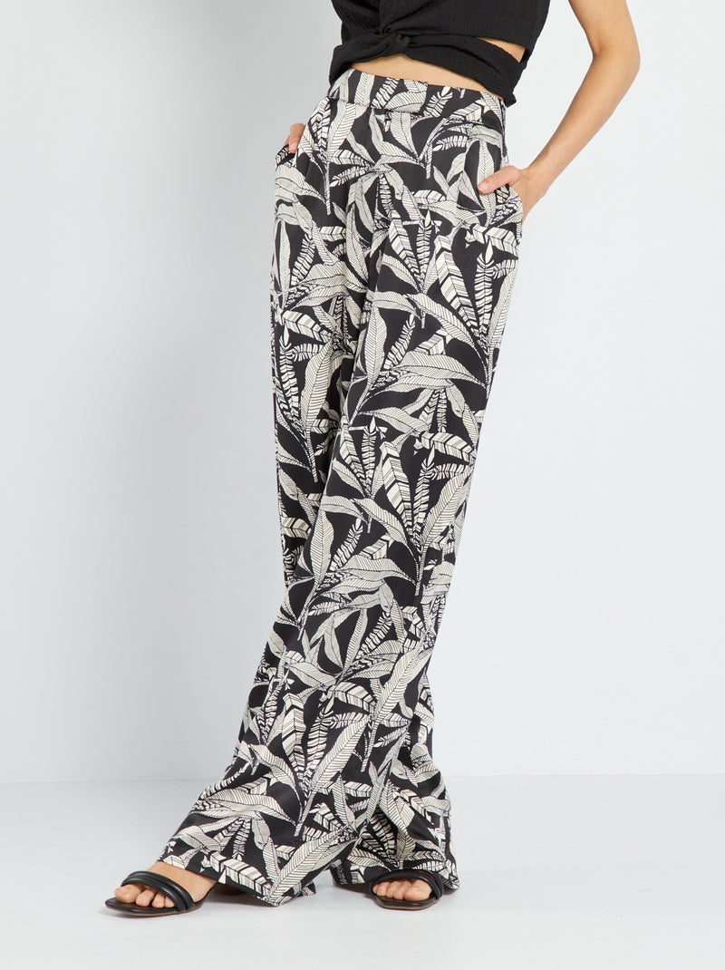 Pantalon large à motif Noir - Kiabi
