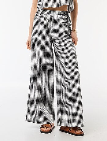 Pantalon large à motif Vichy