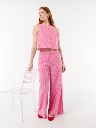 Pantalon large à motif Vichy