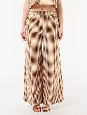 Pantalon large à motif Vichy