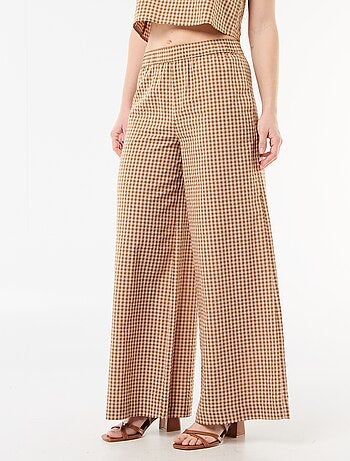 Pantalon large à motif Vichy