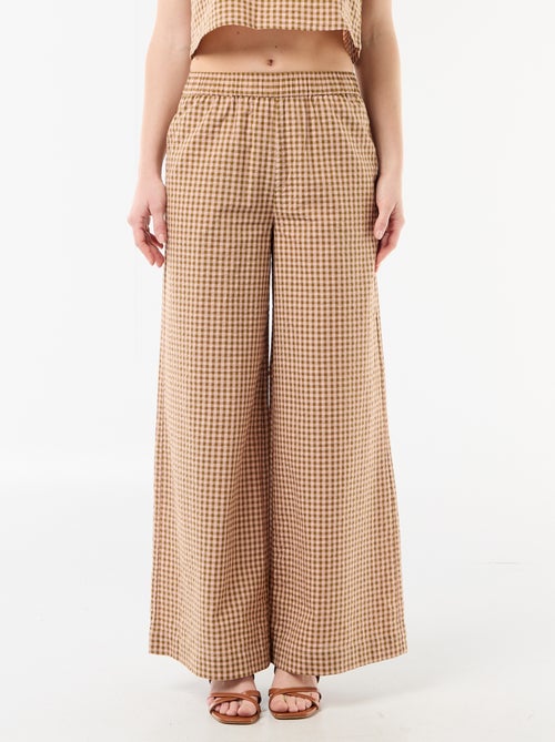 Pantalon large à motif Vichy - Kiabi