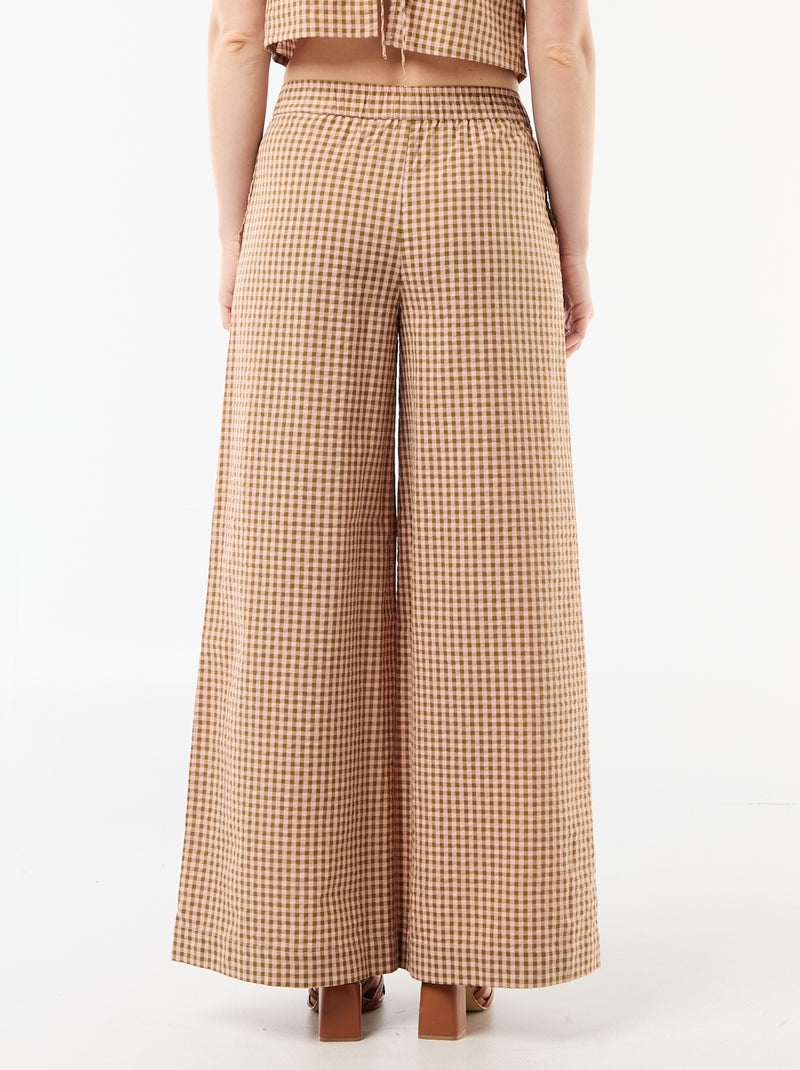 Pantalon large à motif Vichy Rose - Kiabi