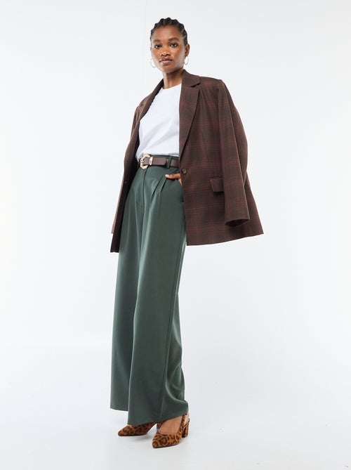 Pantalon large à pinces avec ceinture femme - Kiabi
