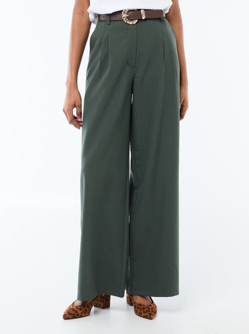 Pantalon large à pinces avec ceinture femme - Kiabi