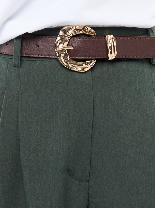 Pantalon large à pinces avec ceinture femme - Kiabi