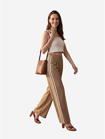 Pantalon large à pinces et taille haute my fashion