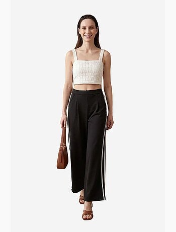 Pantalon large à pinces et taille haute my fashion
