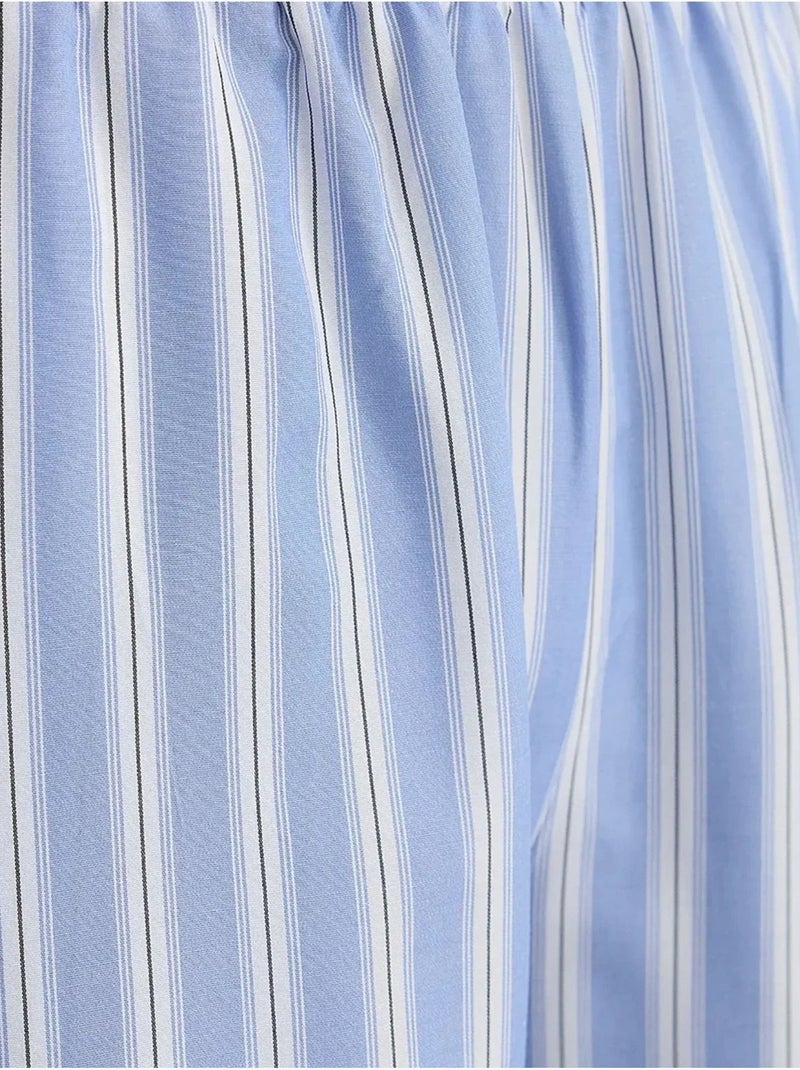 Pantalon large à rayures avec taille élastique hiccup Bleu - Kiabi