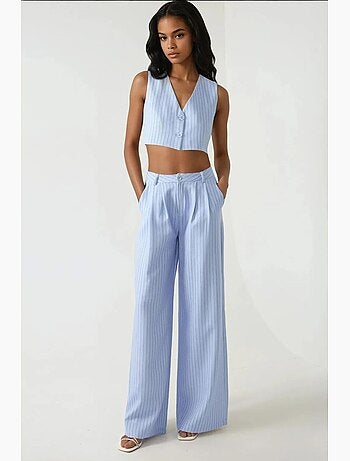 Pantalon large à rayures taille haute, collection pika hiccup