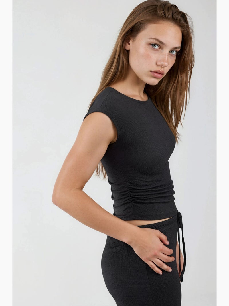 Pantalon large à taille coulissée busem Noir - Kiabi