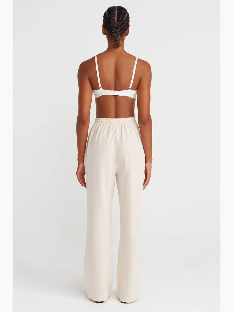 Pantalon large à taille coulissée dilvin Beige naturel - Kiabi